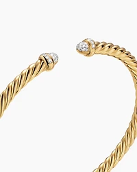 Cablespira® Flex Bracelet 18K Yellow Gold with Pavé Diamond Domes, 4mm