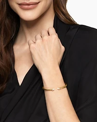 Cablespira® Flex Bracelet 18K Yellow Gold with Pavé Diamond Domes, 4mm