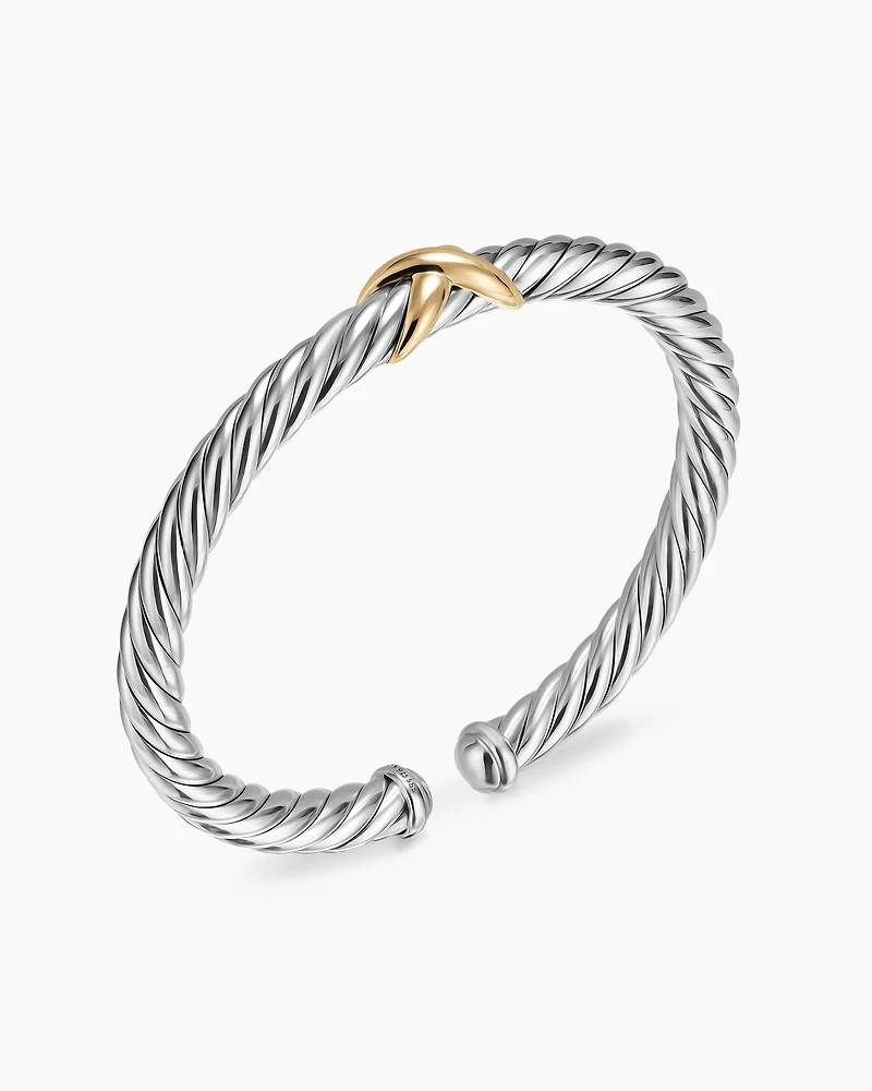 Cable Flex® X Bracelet Sterling Silver with 14K Yellow Gold, 6mm