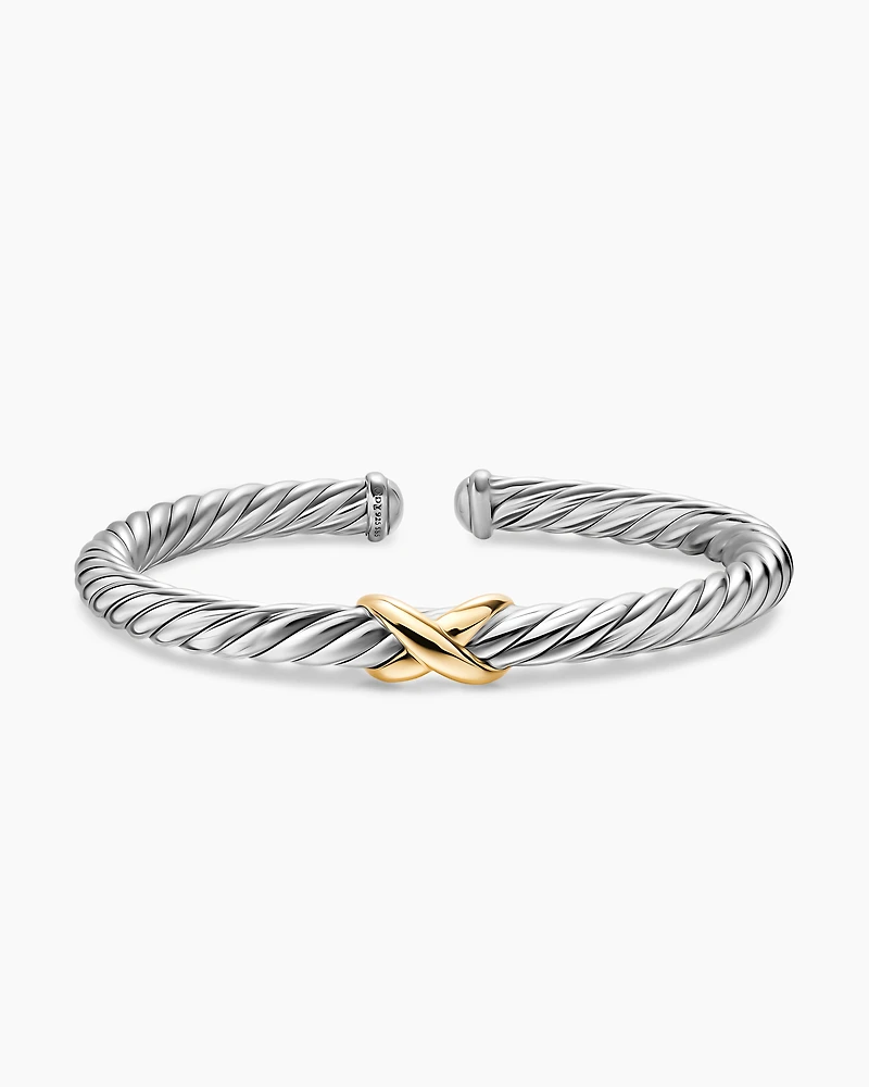 Cable Flex® X Bracelet Sterling Silver with 14K Yellow Gold, 6mm