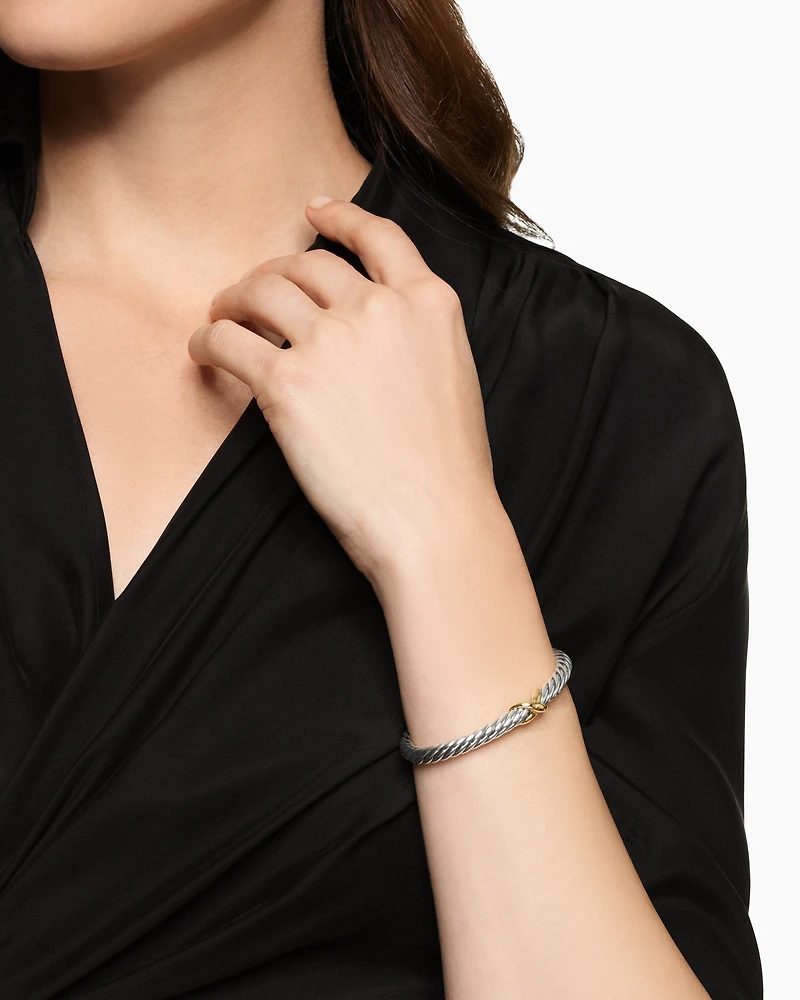 Cable Flex® X Bracelet Sterling Silver with 14K Yellow Gold, 6mm