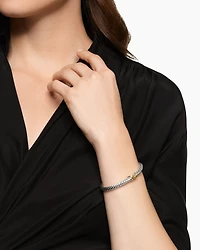 Cable Flex® X Bracelet Sterling Silver with 14K Yellow Gold, 6mm