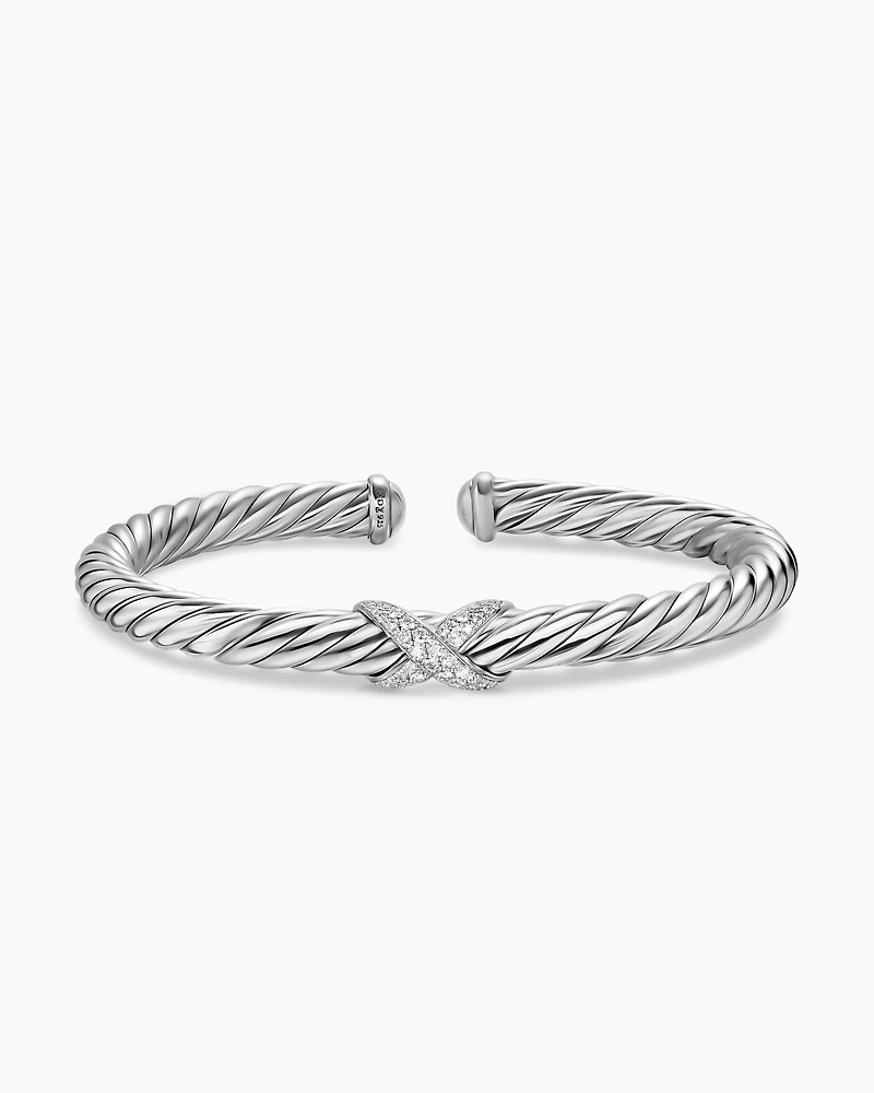 Cable Flex® X Bracelet Sterling Silver with Diamonds, 6mm
