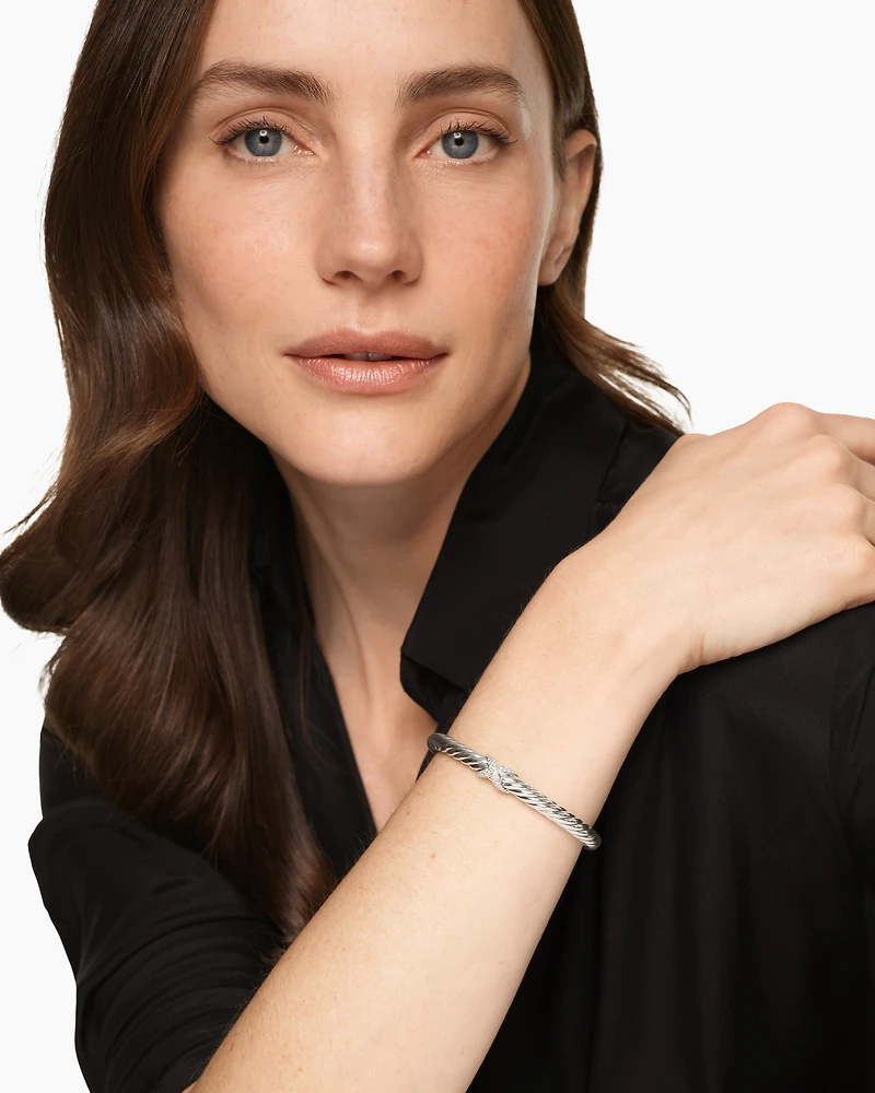 Cable Flex® X Bracelet Sterling Silver with Diamonds, 6mm