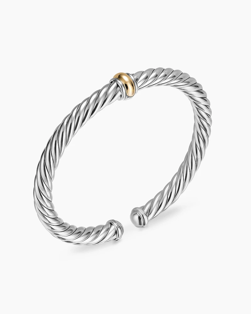 Cable Flex® Centre Station Bracelet Sterling Silver with 14K Yellow Gold, 6mm