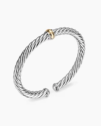 Cable Flex® Centre Station Bracelet Sterling Silver with 14K Yellow Gold, 6mm