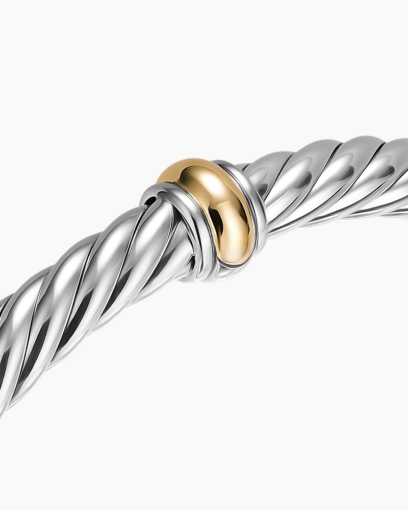 Cable Flex® Centre Station Bracelet Sterling Silver with 14K Yellow Gold, 6mm