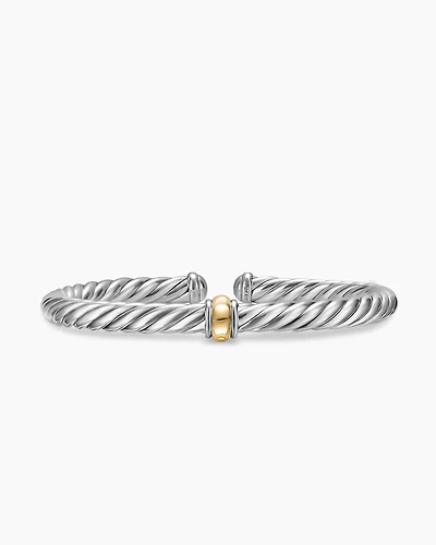 Cable Flex® Centre Station Bracelet Sterling Silver with 14K Yellow Gold, 6mm