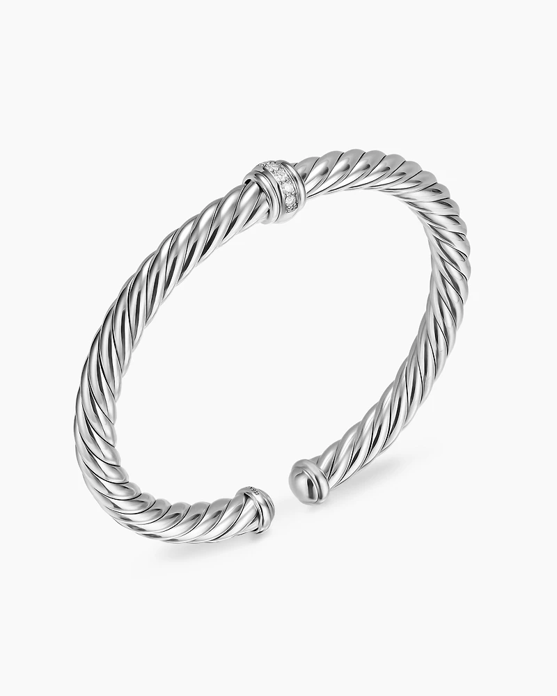 Cable Flex® Centre Station Bracelet Sterling Silver with Diamonds, 6mm