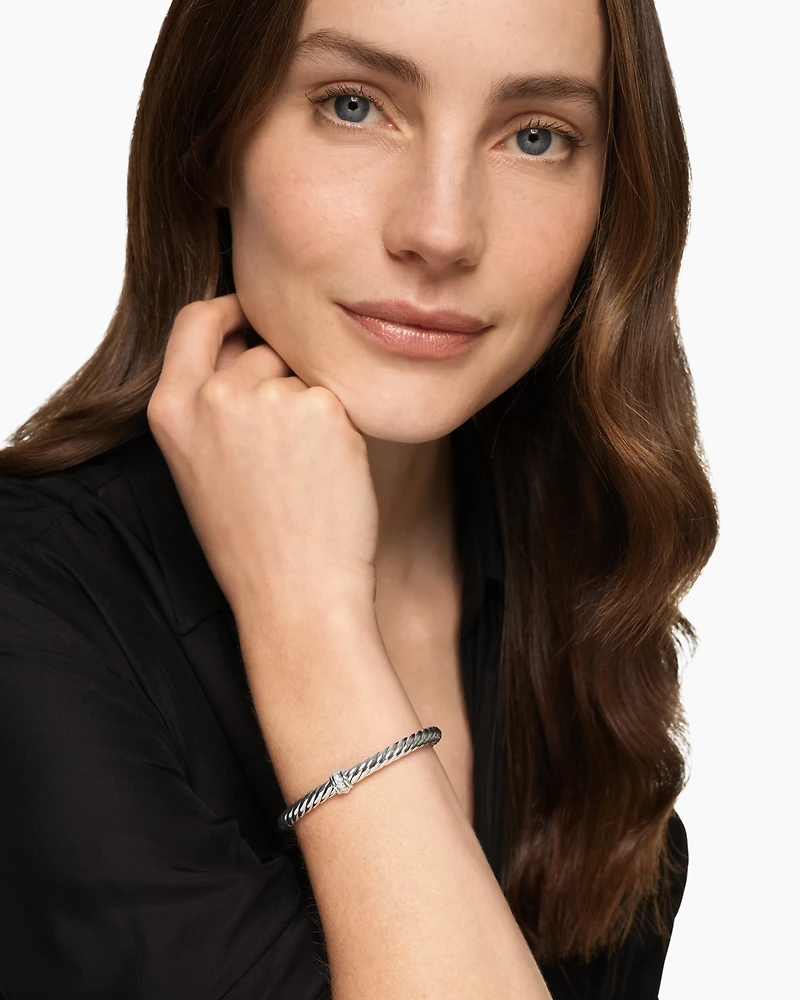 Cable Flex® Centre Station Bracelet Sterling Silver with Diamonds, 6mm
