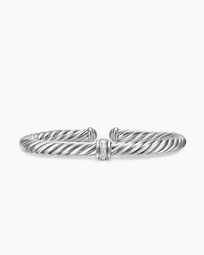 Cable Flex® Centre Station Bracelet Sterling Silver with Diamonds, 6mm