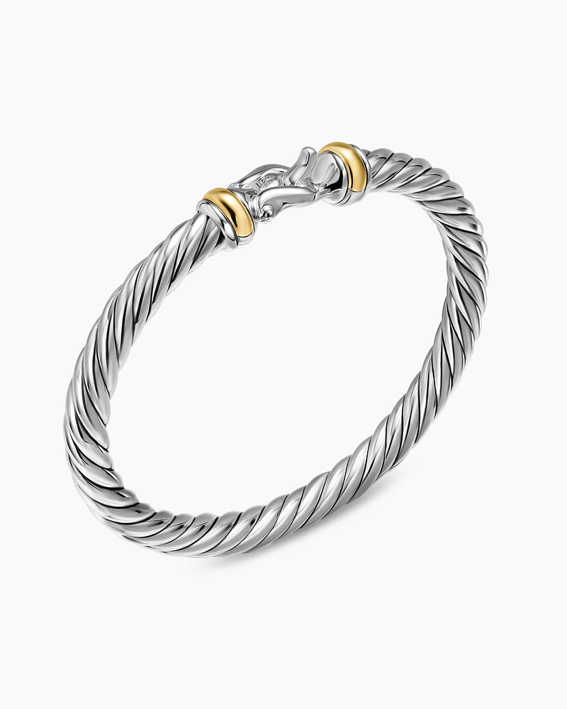 Cable Flex® Buckle Bracelet Sterling Silver with 14K Yellow Gold, 6mm