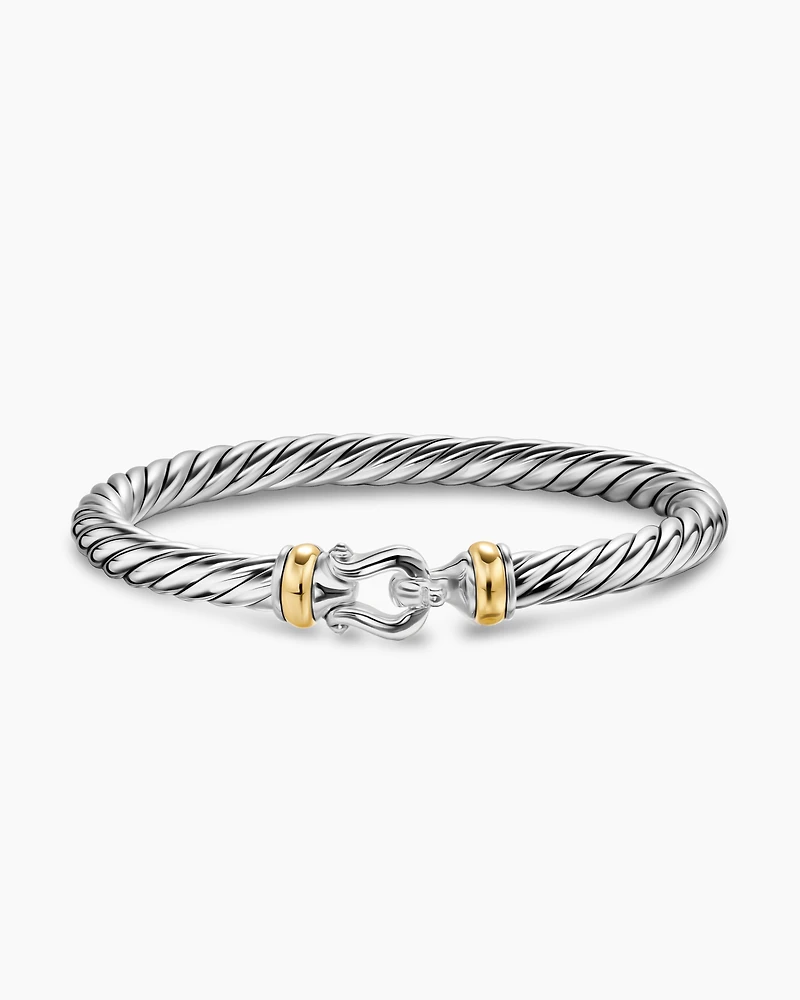 Cable Flex® Buckle Bracelet Sterling Silver with 14K Yellow Gold, 6mm