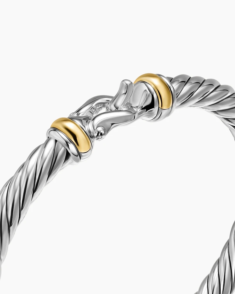 Cable Flex® Buckle Bracelet Sterling Silver with 14K Yellow Gold, 6mm