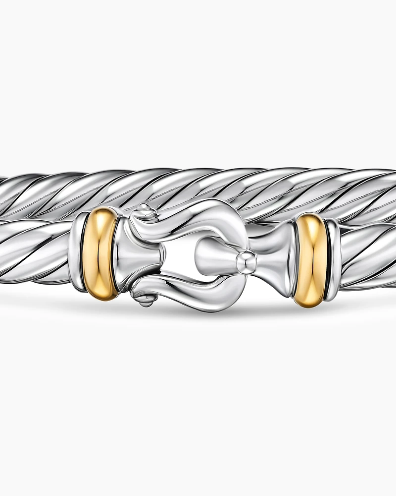Cable Flex® Buckle Bracelet Sterling Silver with 14K Yellow Gold, 6mm