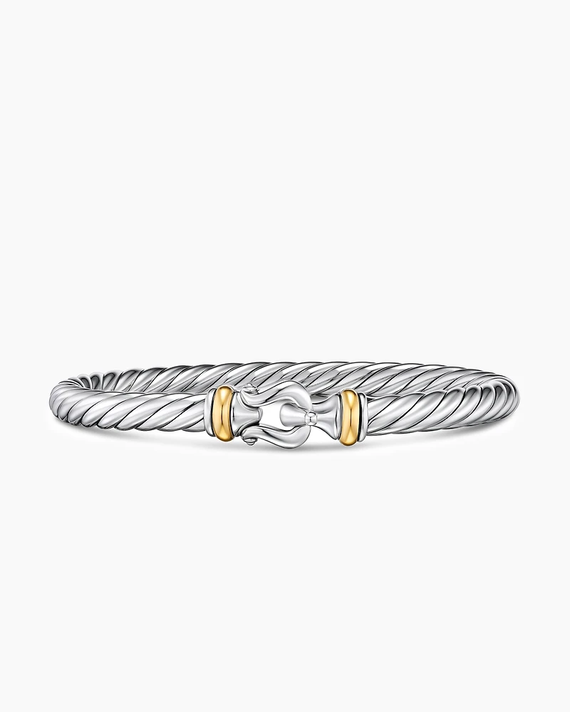 Cable Flex® Buckle Bracelet Sterling Silver with 14K Yellow Gold, 6mm