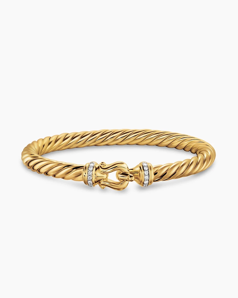 Cablespira® Buckle Bracelet 18K Yellow Gold with Diamonds, 6mm
