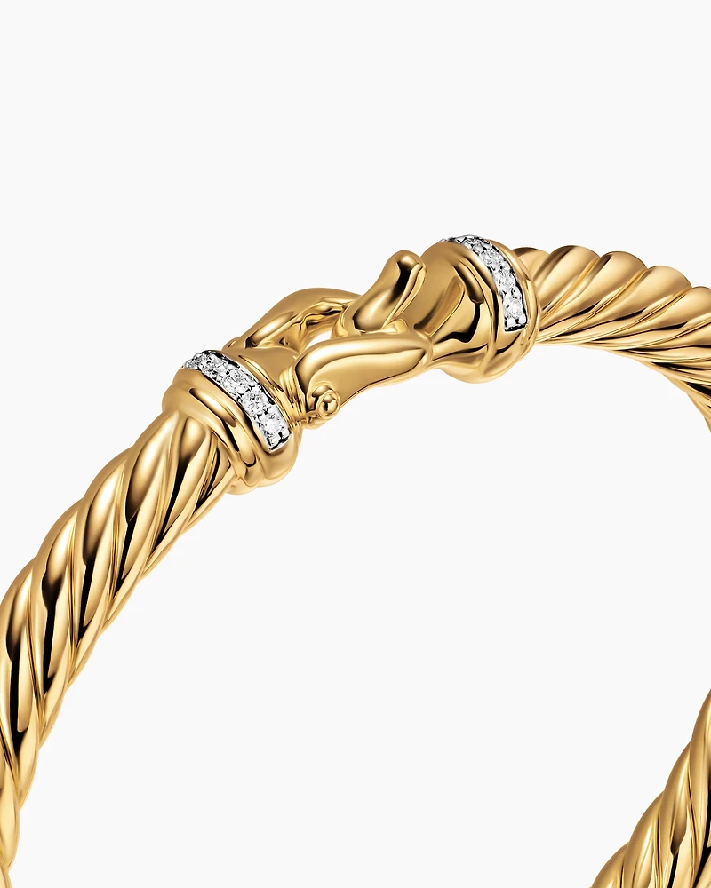 Cablespira® Buckle Bracelet 18K Yellow Gold with Diamonds, 6mm