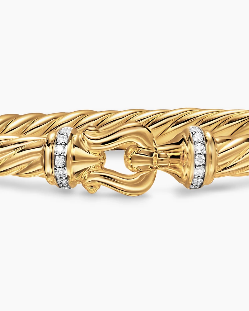 Cablespira® Buckle Bracelet 18K Yellow Gold with Diamonds, 6mm