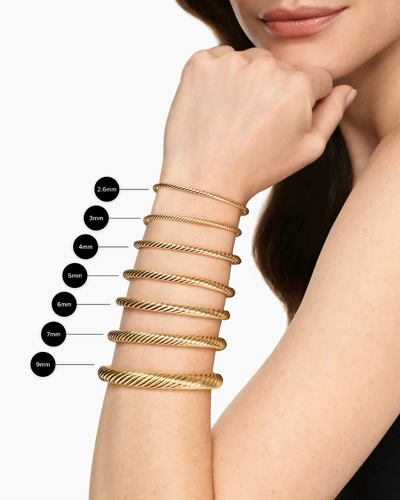 Cablespira® Buckle Bracelet 18K Yellow Gold with Diamonds, 6mm