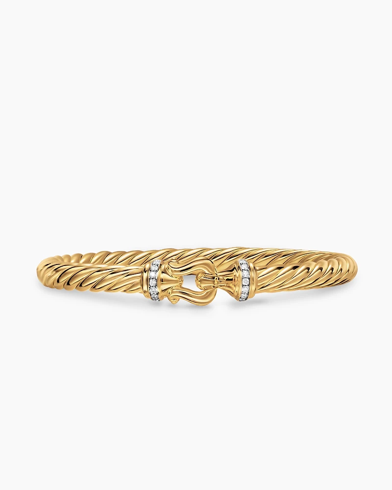 Cablespira® Buckle Bracelet 18K Yellow Gold with Diamonds, 6mm
