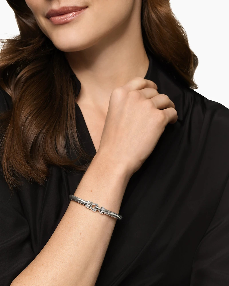 Cable Flex® Buckle Bracelet Sterling Silver with Diamonds, 6mm