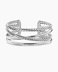 Bold Crossover Multi Row Cuff Bracelet Sterling Silver, 24.4mm