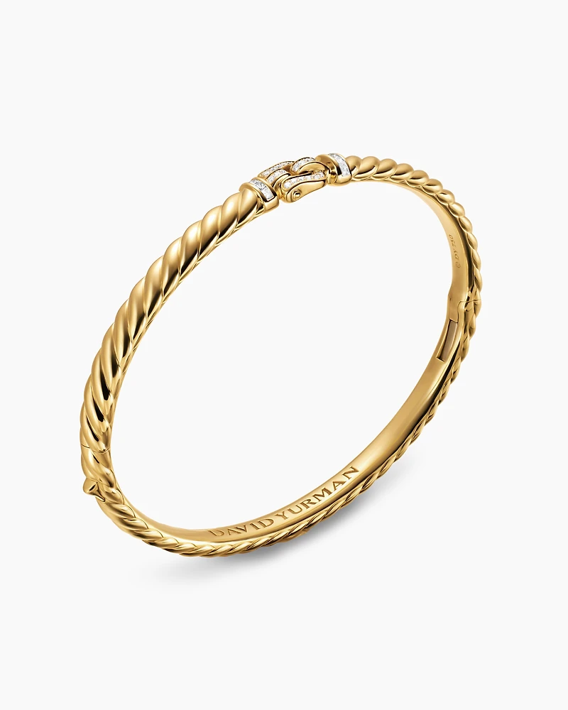 Sculpted Cable Buckle Bracelet 18K Yellow Gold with Diamonds