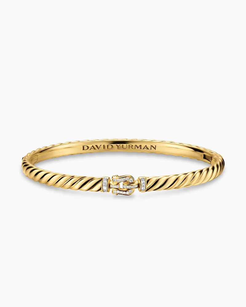 Sculpted Cable Buckle Bracelet 18K Yellow Gold with Diamonds