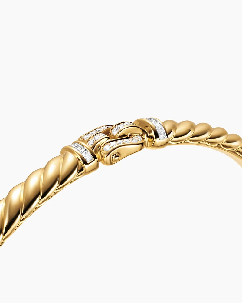Sculpted Cable Buckle Bracelet 18K Yellow Gold with Diamonds