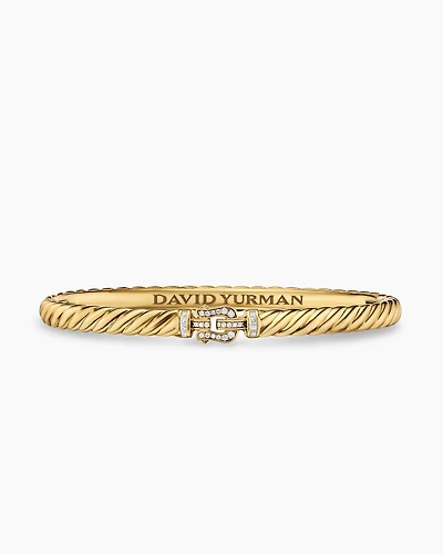 Sculpted Cable Buckle Bracelet 18K Yellow Gold with Diamonds
