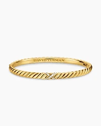 Sculpted Cable X Bracelet 18K Yellow Gold with Diamonds, 4.6mm