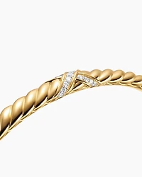 Sculpted Cable X Bracelet 18K Yellow Gold with Diamonds, 4.6mm