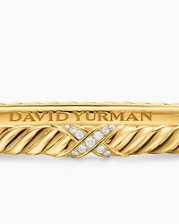 Sculpted Cable X Bracelet 18K Yellow Gold with Diamonds, 4.6mm