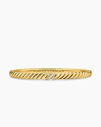 Sculpted Cable X Bracelet 18K Yellow Gold with Diamonds, 4.6mm