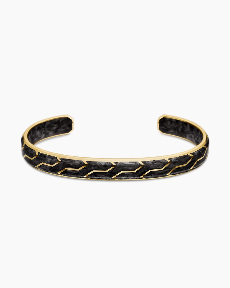 Forged Carbon Cuff Bracelet with 18K Yellow Gold, 8.5mm