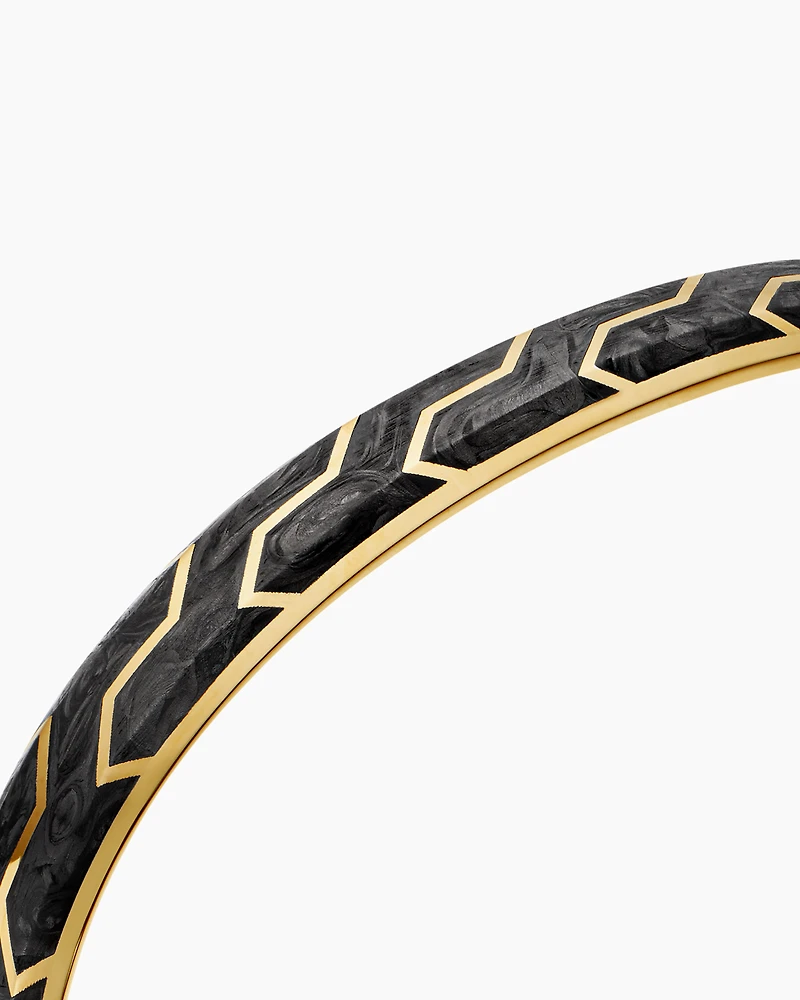 Forged Carbon Cuff Bracelet with 18K Yellow Gold, 8.5mm