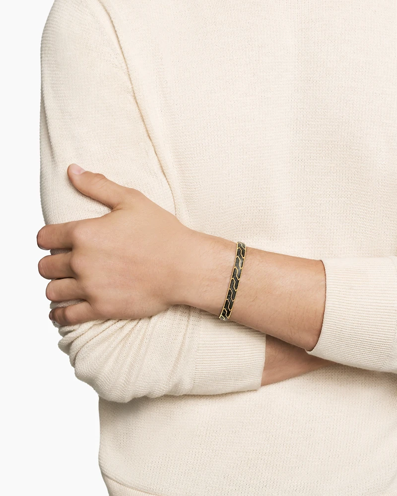 Forged Carbon Cuff Bracelet with 18K Yellow Gold, 8.5mm