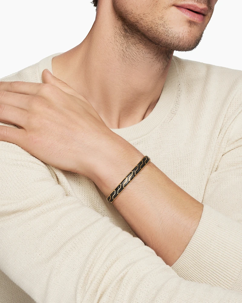 Forged Carbon Cuff Bracelet with 18K Yellow Gold, 8.5mm