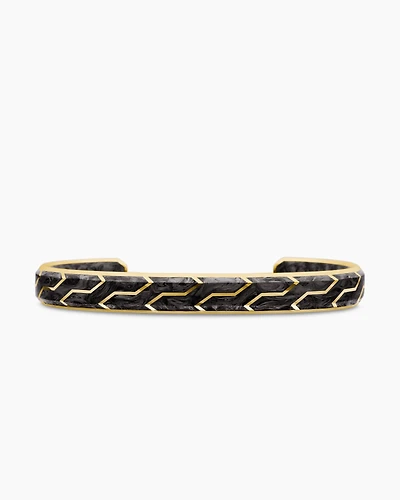 Forged Carbon Cuff Bracelet with 18K Yellow Gold, 8.5mm