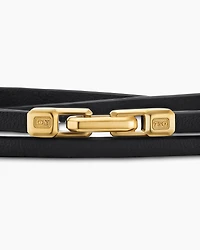 Streamline Double Wrap Leather Bracelet with 18K Yellow Gold, 4mm