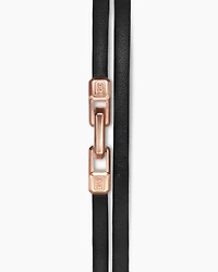 Streamline® Double Wrap Black Leather Bracelet with 18K Rose Gold, 5.2mm