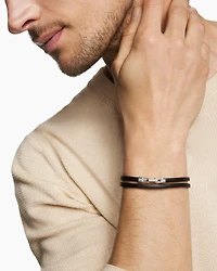 Streamline® Double Wrap Bracelet Black Leather with Sterling Silver, 5.2mm