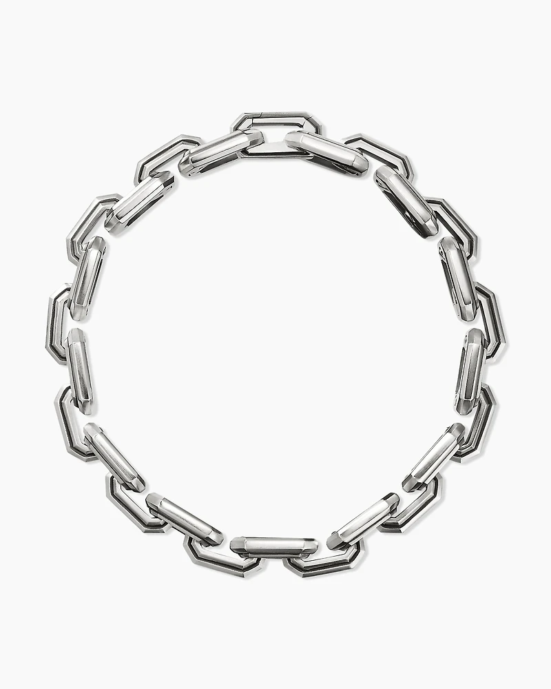 Faceted Flat Link Bracelet Sterling Silver, 11mm