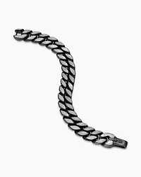 Curb Chain Bracelet Black Titanium with Meteorite, 14.5mm