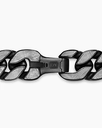 Curb Chain Bracelet Black Titanium with Meteorite, 14.5mm