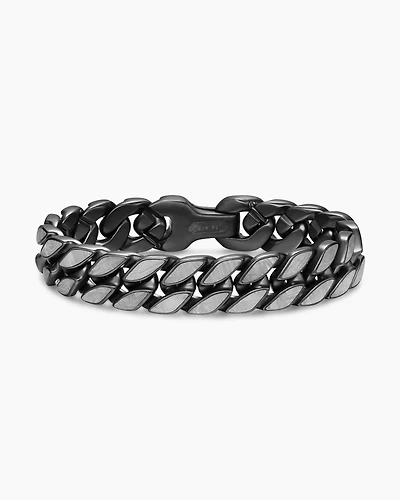 Curb Chain Bracelet Black Titanium with Meteorite, 14.5mm