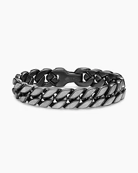 Curb Chain Bracelet Black Titanium with Meteorite, 14.5mm