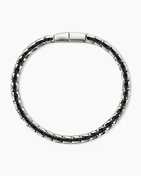 Chevron Woven Bracelet Sterling Silver with Black Diamonds and Nylon