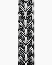 Chevron Woven Bracelet Sterling Silver with Black Diamonds and Nylon
